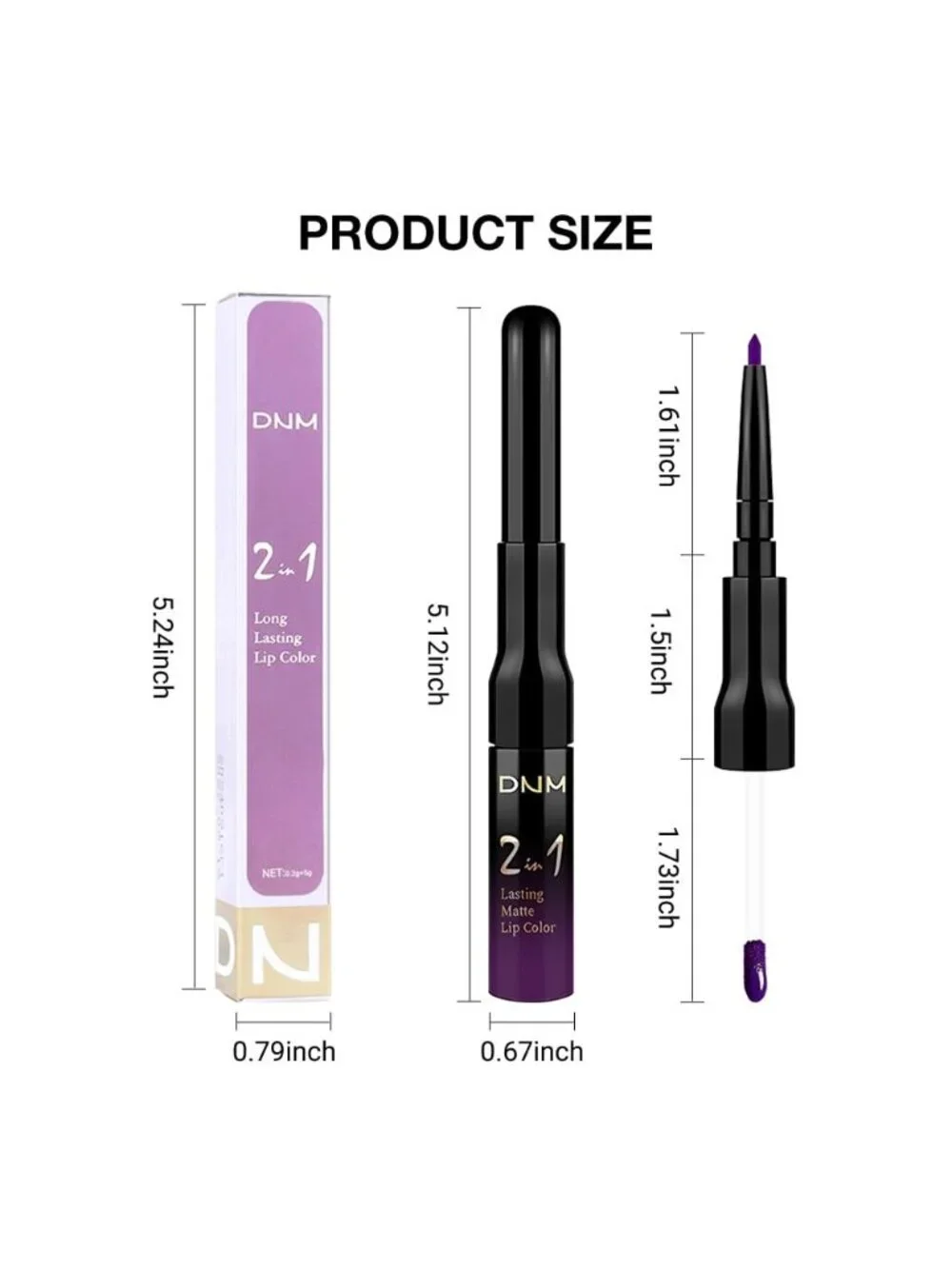 52#-Purple 2-in-1 Waterproof Long Lasting Double-Ended Matte Liquid Lipstick